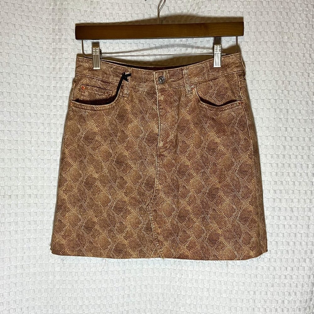 PAIGE NWT Aideen Raw Hem High Rise Mini Skirt Color Bronze Viper Size 29 / US 8